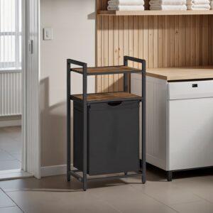 VASAGLE vasket?jskurv, vasket?jskurv med 2 hylder, udtr?kkelig og aftagelig vasket?jspose