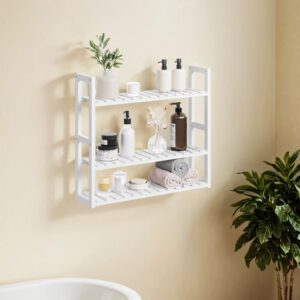SONGMICS bathroom shelf, bathroom rack, plant shelf with 3 adjustable shelves
