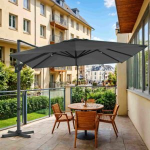 SONGMICS aurinkovarjo 290 x 290 cm, riippuva aurinkovarjo, puutarhavarjo