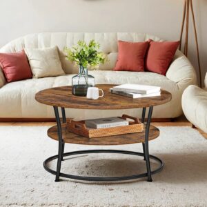 VASAGLE Round coffee table, sofa table with storage, living room table