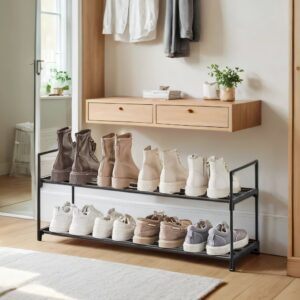 SONGMICS 2-tier shoe rack, metal shoe stand, shoe storage