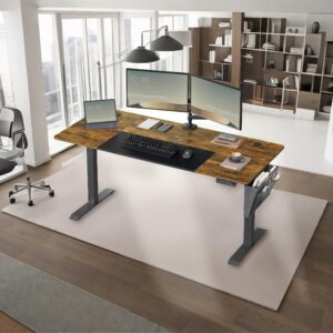 SONGMICS Elektrisk h?jdejusterbart skrivebord, pastellgul-basishvid