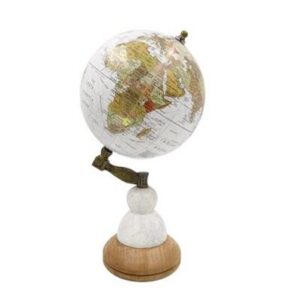 Voyager dekorativ globus på marmor- og træfod - GLB-108