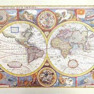 Retro verdenskort genoptryk - 52 x 39 cm - John Speed år 1651 - M1651