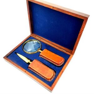 Brass Magnifier and Paper Knife Leather Hand | MFPCSOL