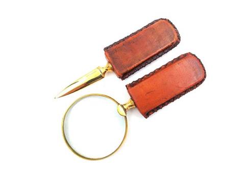 Brass Magnifier and Paper Knife Leather Hand | MFPCSOL - Image 3