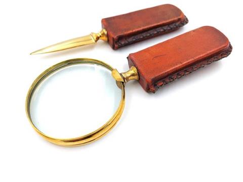 Brass Magnifier and Paper Knife Leather Hand | MFPCSOL - Image 4