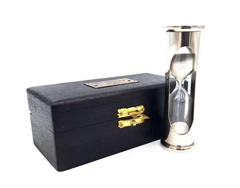 Brass hourglass in wooden box - 1 minute - NI1314A - Image 2