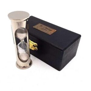Brass hourglass in wooden box - 1 minute - NI1314A