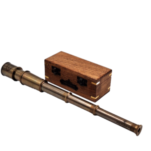 Brass telescope in a wooden box - 35609ZS