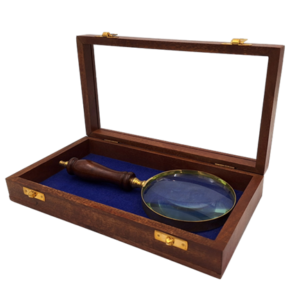 Forstørrelsesglas i messingramme i trækasse - MAG-0502ZS