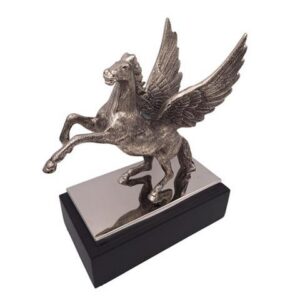 Pegasus - dekorativ aluminiumsfigur på stål- og træfod - NI9935