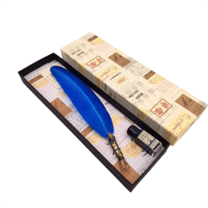 Calligraphy Gift Set - Blue Quill Pen with Nib + Ink - 7651