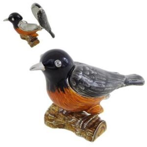 Ainutlaatuinen kristalleilla koristeltu metallilaatikko – Lintu – B0192-02