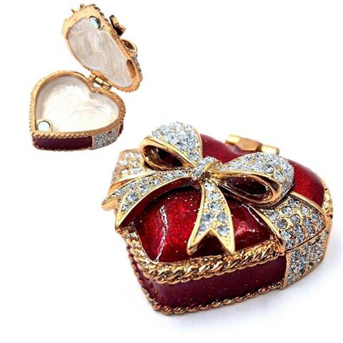 Ainutlaatuinen metallinen korurasia kristalleilla - Sydän - B0747-00