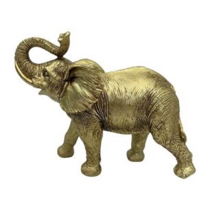 Gylden elefant med løftet trompet - Dekorativ figur - 141FJZ