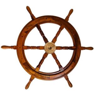 Big Wooden Steering Wheel 75 cm diameter with brass insert with place for wedge – SW2/30’