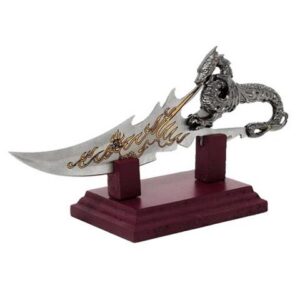 Dekorativ dolk med drakhandtag på stativ 34 cm – Fantasy – Rostfritt stål – SW-185