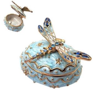 Ainutlaatuinen metallinen lahjapakkaus kristalleilla – Dragonfly – B0780-06