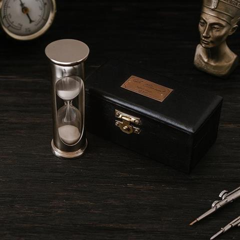 Brass hourglass in wooden box - 1 minute - NI1314A - Image 3