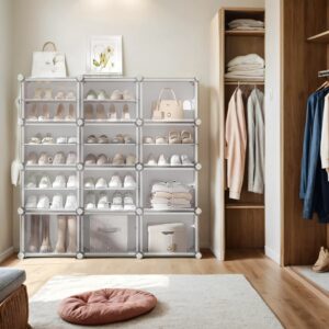 SONGMICS kenkähylly 12 lokerolla, kenkäkaappi, 30 x 40 x 30 cm per lokero