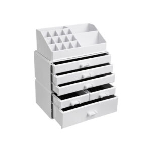 SONGMICS Makeup Organizer 3-delt m?lkehvid