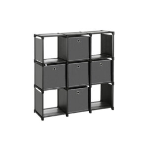 SONGMICS cube shelf with 5 fabric boxes, black