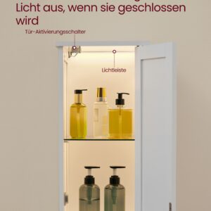 VASAGLE kylpyhuonekaappi valaistuksella, pilvinen valkoinen