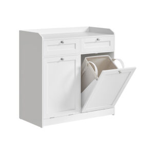 VASAGLE kylpyhuonekaappi pyykkikorilla ja laatikoilla, pilvinen valkoinen