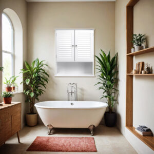 VASAGLE kylpyhuoneen kaappi, seinäkaappi, lääkekaappi, jossa on säädettävä hylly