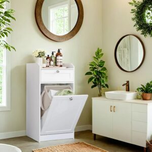 VASAGLE kylpyhuonekaappi pyykkikorilla 40 x 40 x 80,2 cm