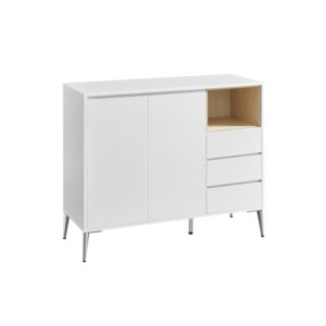 VASAGLE storage cabinet with doors, modern cloud white