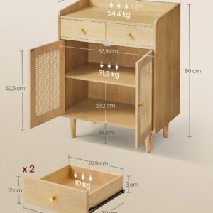 SONGMICS BOHOVEN Collection Sideboard with doors in rattan look, oak beige