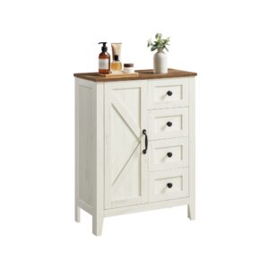 VASAGLE kylpyhuoneen kaappi, jossa on laatikot ja säädettävät hyllyt, maalaistyyli