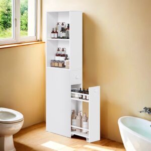 VASAGLE Tall bathroom cabinet, tall cabinet, narrow bathroom cabinet