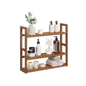 SONGMICS Bathroom shelf with 3 adjustable shelves 15 x 60 x 54 cm, coffee brown