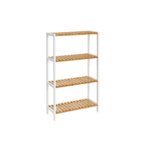 SONGMICS Bamboo bathroom shelf 26 x 60 x 100 cm white-natural color