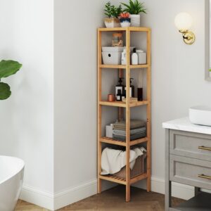 SONGMICS bathroom shelf, 5 levels, narrow standing shelf, multifunctional storage shelf