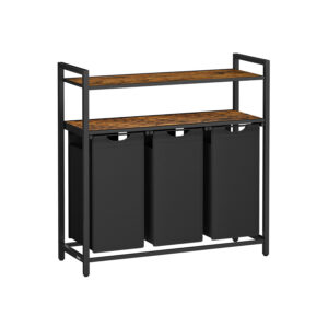 VASAGLE vasket?jskurv 3 rum med 2 hylder vintagebrun-sort