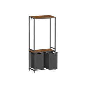 VASAGLE vasket?jskurv med garderobestativ 2 rum vintagebrun-klassisk sort