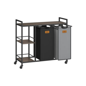 VASAGLE vasket?jskurv 2 rum kastanjebrun-bl?k sort-duvegr?