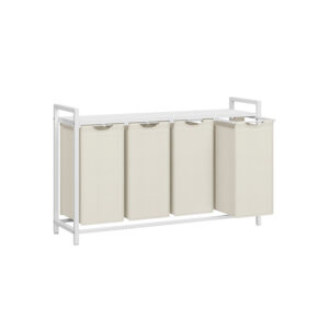 VASAGLE vasket?jskurv med 4 rum og hylde, hvid