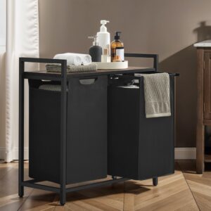 VASAGLE vasket?jskurv med 2 rum, vasket?jskurv med hylde, vasket?jsboks