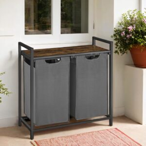 VASAGLE vasket?jskurv med 2 rum, vasket?jskurv med hylde, vasket?jsboks