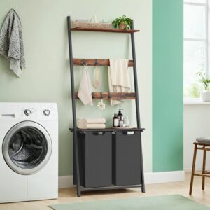 VASAGLE vasket?jskurv med h?ndkl?destige vintagebrun-sort