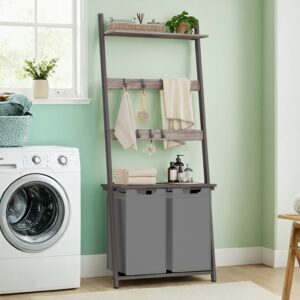 VASAGLE vasket?jskurv med h?ndkl?destativ Badev?relsesm?bler greige-gr?