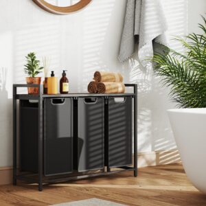 VASAGLE vasket?jskurv med 3 rum, vasket?jskurv med hylde, vasket?jsboks