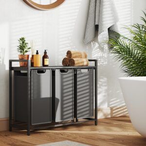 VASAGLE vasket?jskurv med 3 rum, vasket?jskurv med hylde, vasket?jsboks