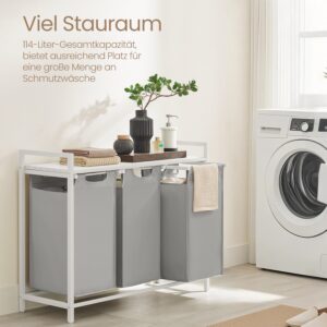 VASAGLE vasket?jskurv med 3 rum, vasket?jskurv med hylde, vasket?jsboks