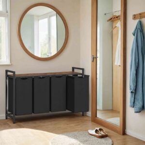 VASAGLE vasket?jskurv med 4 rum, vasket?jskurv med hylde, vasket?jsboks